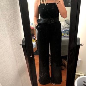 Express black jumpsuit leather belt